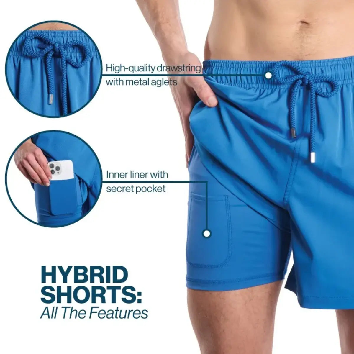 Men’s Premium Compression-Lined Hybrid Shorts – Foggy Palms